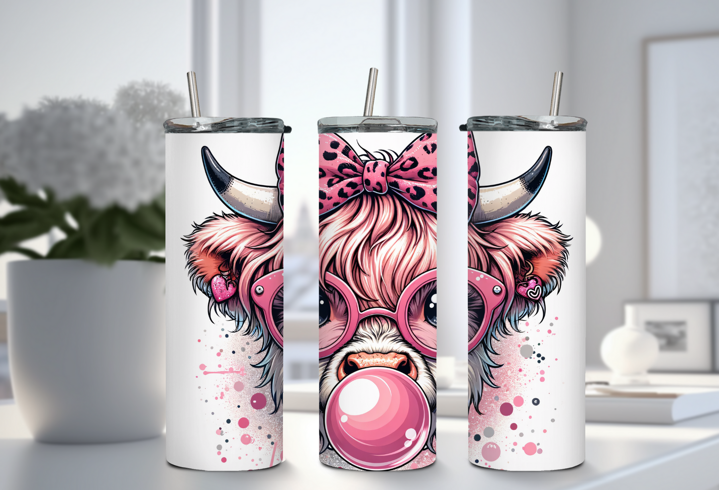 BUBBLEGUM COW TUMBLER